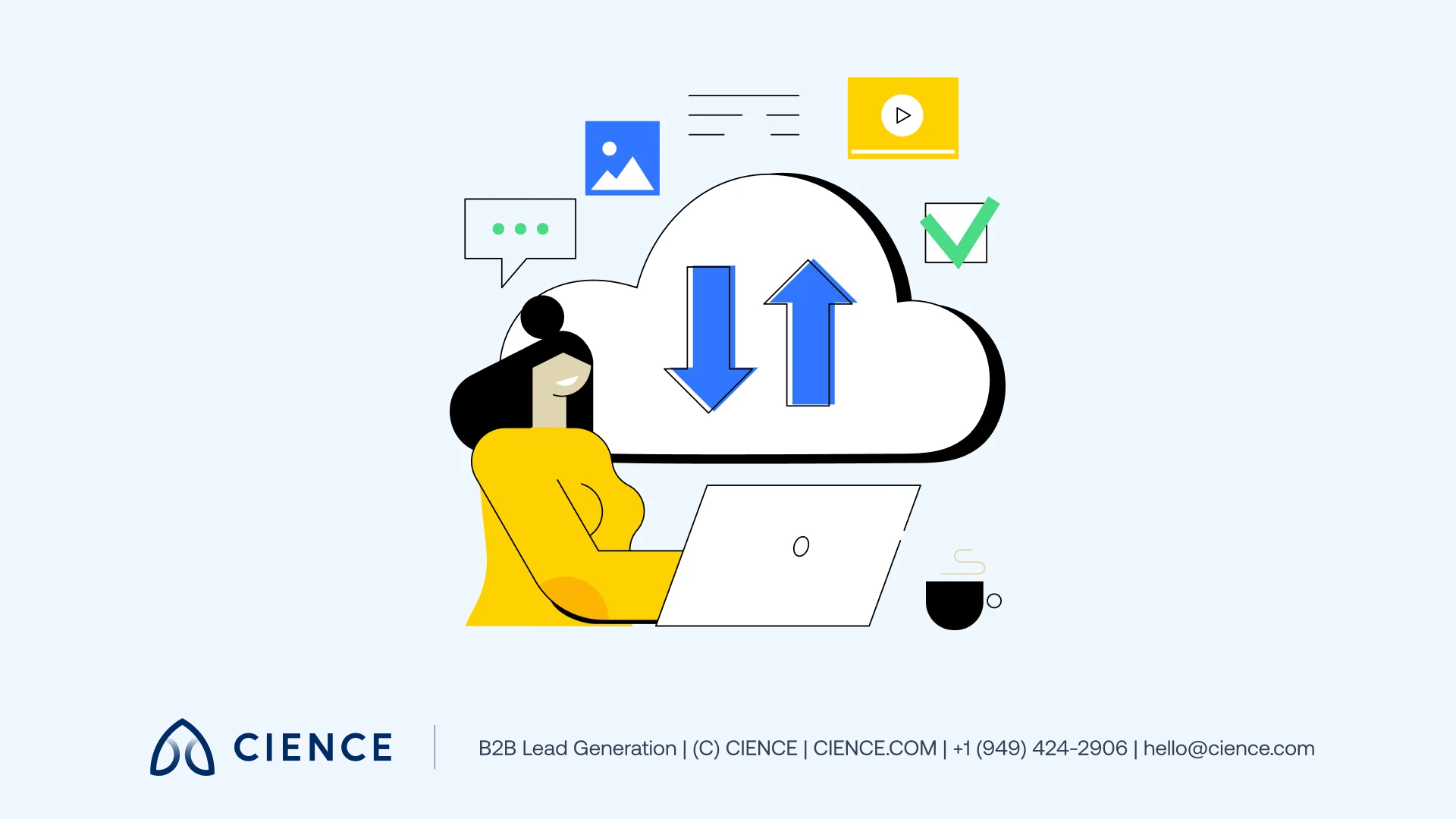 Diagram showing how B2B SaaS works: businesses accessing cloud software via subscription instead of on-premise servers